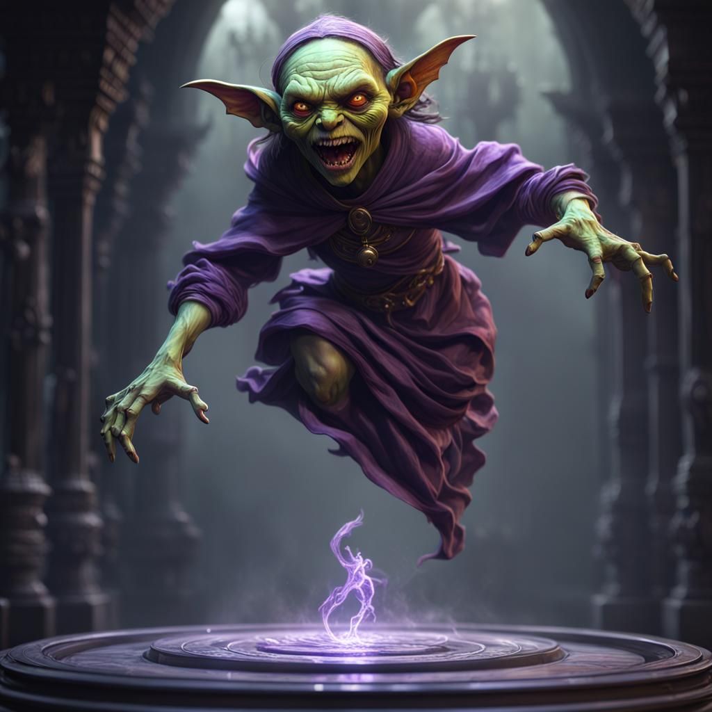Levitating Goblin Ghost Hybrid in Dark Fantasy Style
