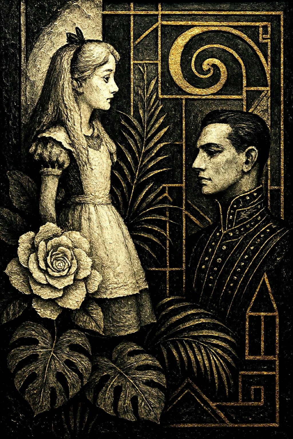 Surreal Alice in Wonderland Art Deco Garden Floral Art