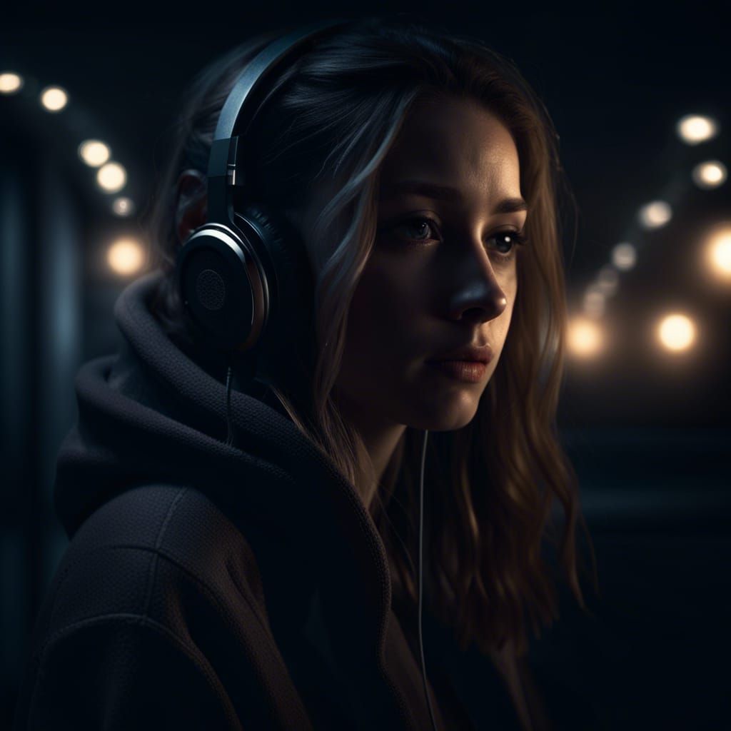 Alone Girl in the Dark: Realistic 8K Render