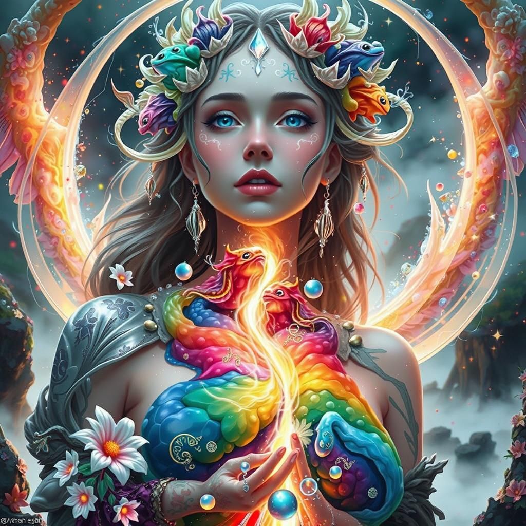 Fiery Sprites Transform in a Symbolist Dreamscape