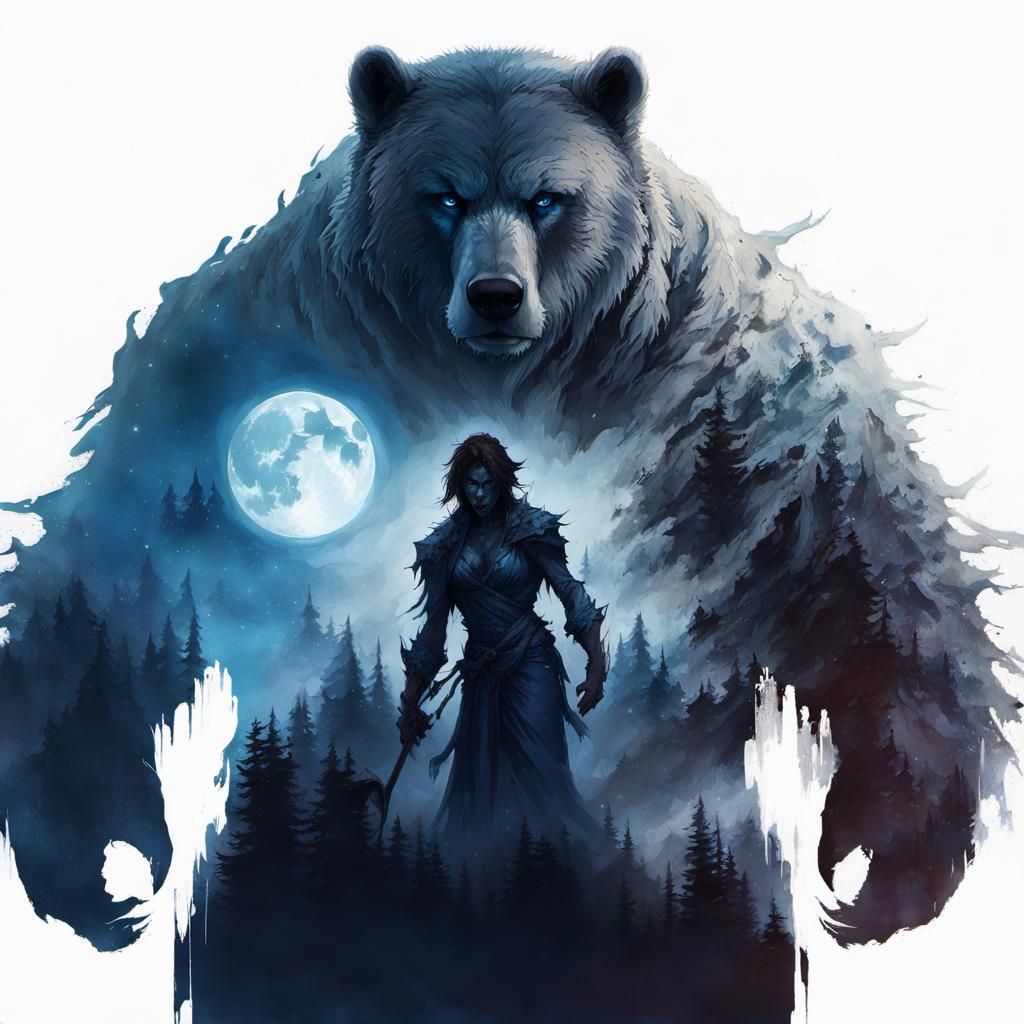 Dire Bear and Hag in Eerie Reflection