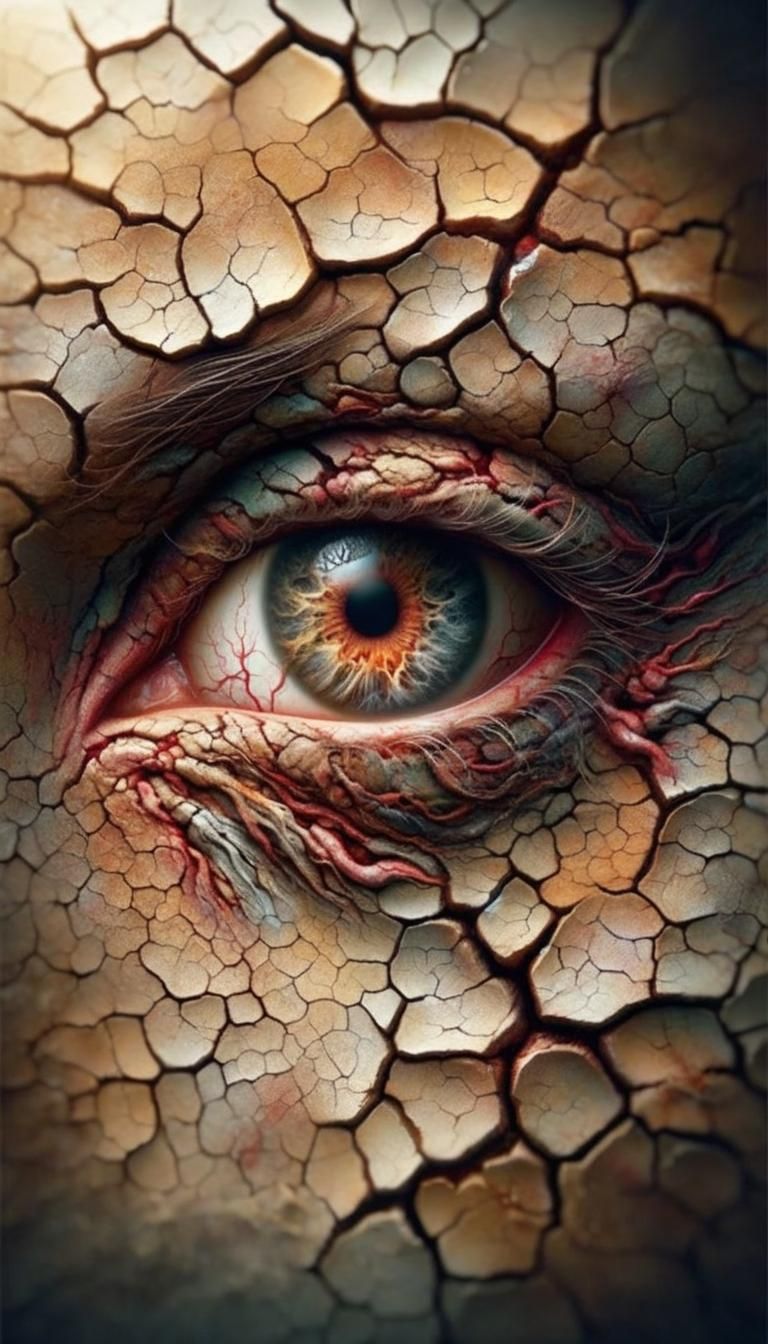Surreal Eye Embedded in Cracked Earth