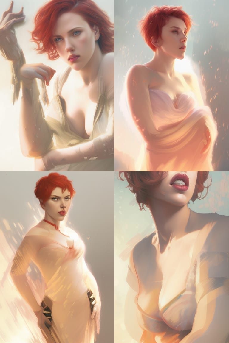 Hyperrealistic Portrait of Woman with Short Red Hair