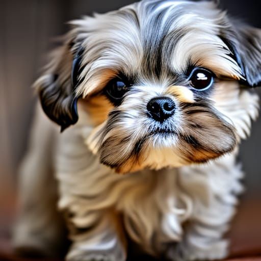 Hyperrealistic Portrait of a Cute Shih Tzu Puppy
