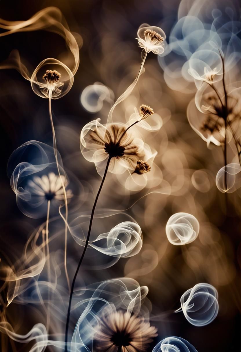 Sepia Smokeflowers in Golden Hour Light