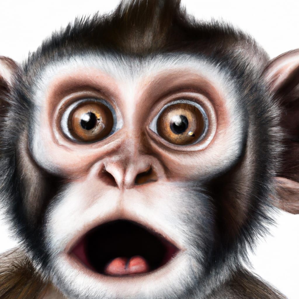 Surprised Monkey with Open Mouth and Raised Eyebrows