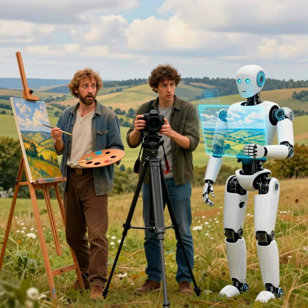 Artistic Evolution: Painter, Photographer, and AI Robot