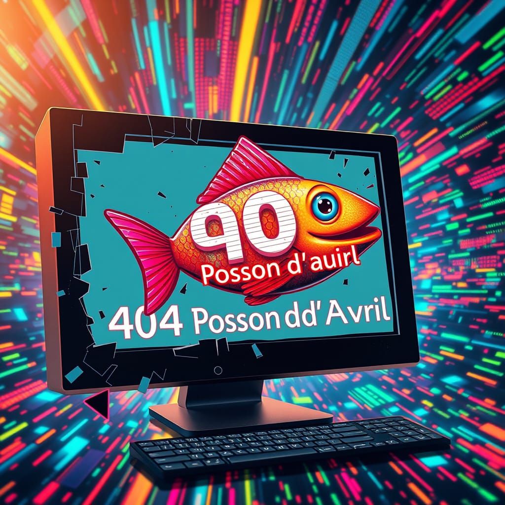 A surreal and humorous digital scene for April Fools’ Day 2025