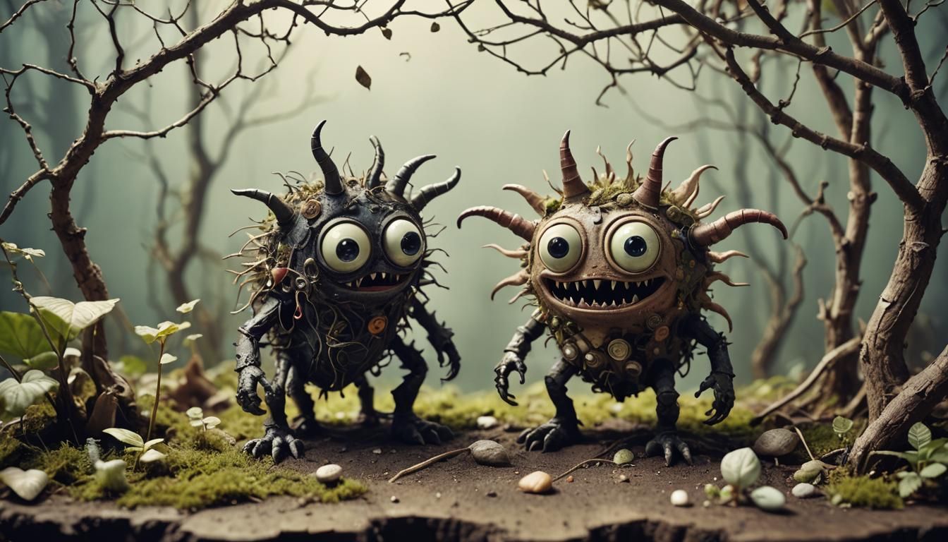 Surreal Monster Collage in Dreamlike Diorama