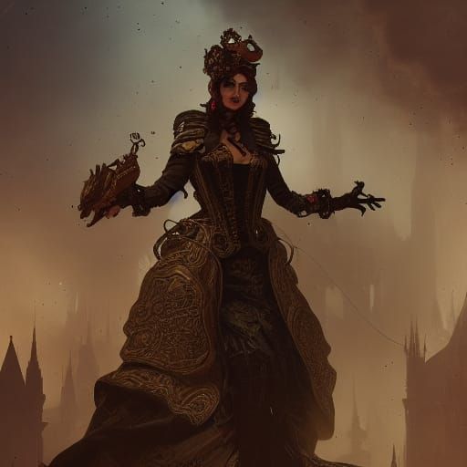 Steampunk Spanish Queen: Dark Fantasy Concept Art