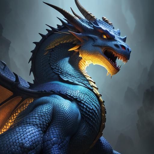 Majestic Dragon Portrait in Dreamlike Setting