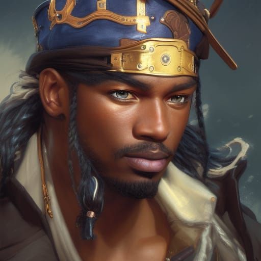 Fantasy Pirate Captain Portrait in Hyperdetailed Style