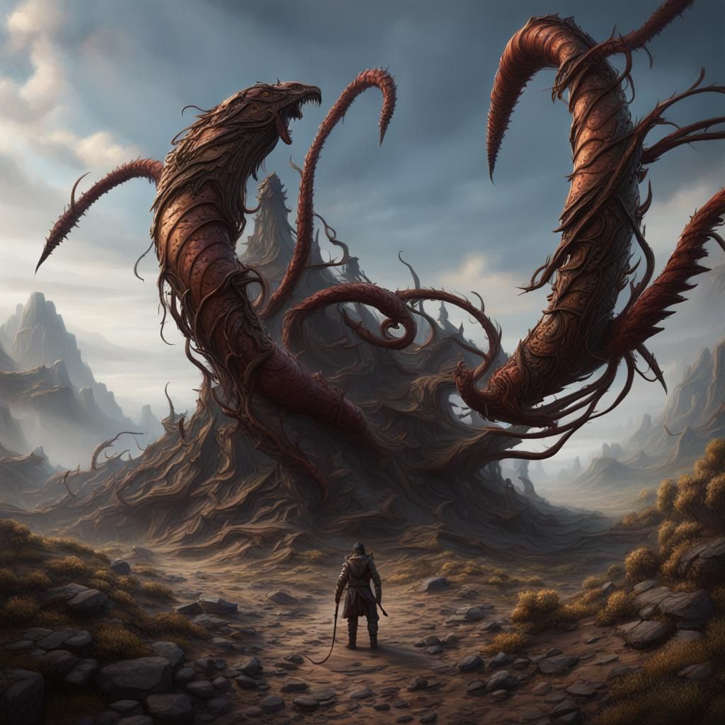 Earthquake Hunter's Bow: Wormlike D&D Matte Painting