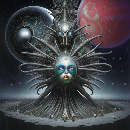 Cosmic Christmas: Surreal Characters in Glass Baubles