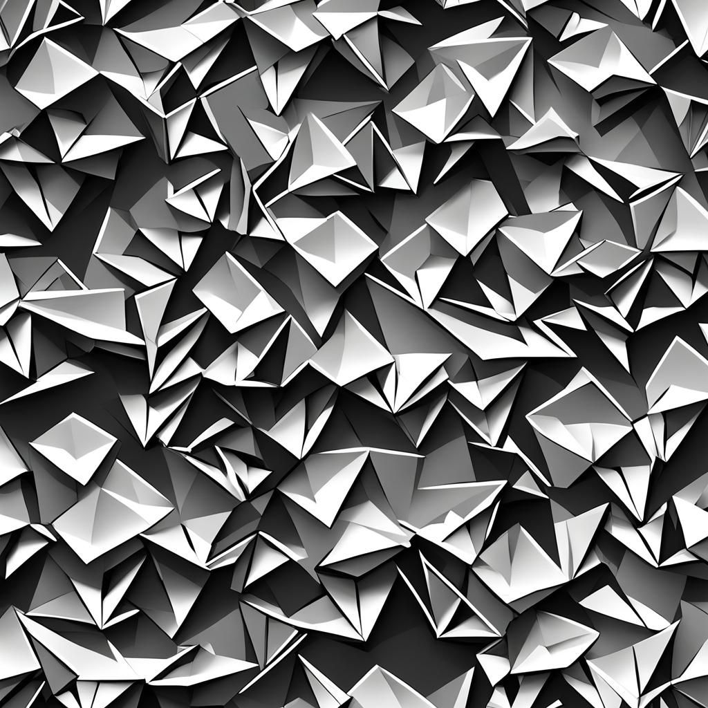 Monochrome Dai-Tengu Portrait in Origami Style