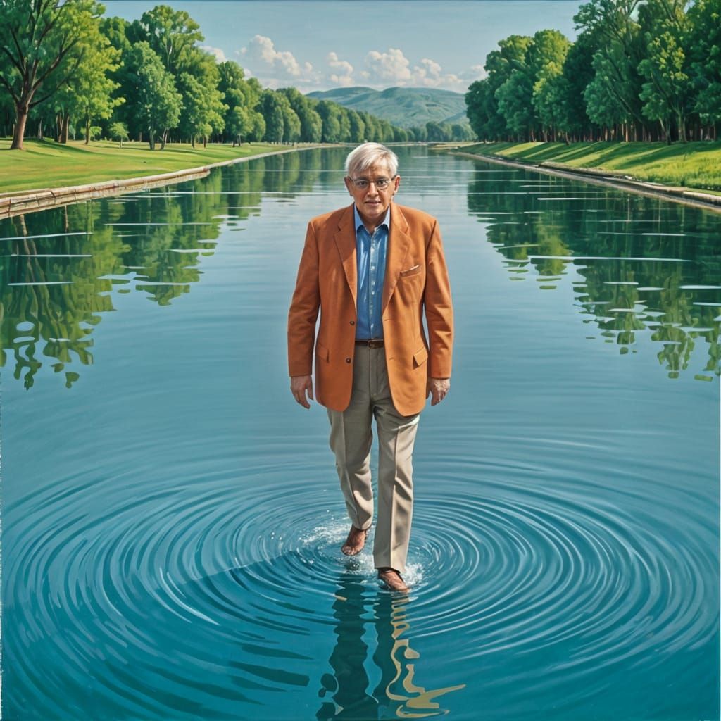 David Hockney's Figurative Scene of Serenity on Water