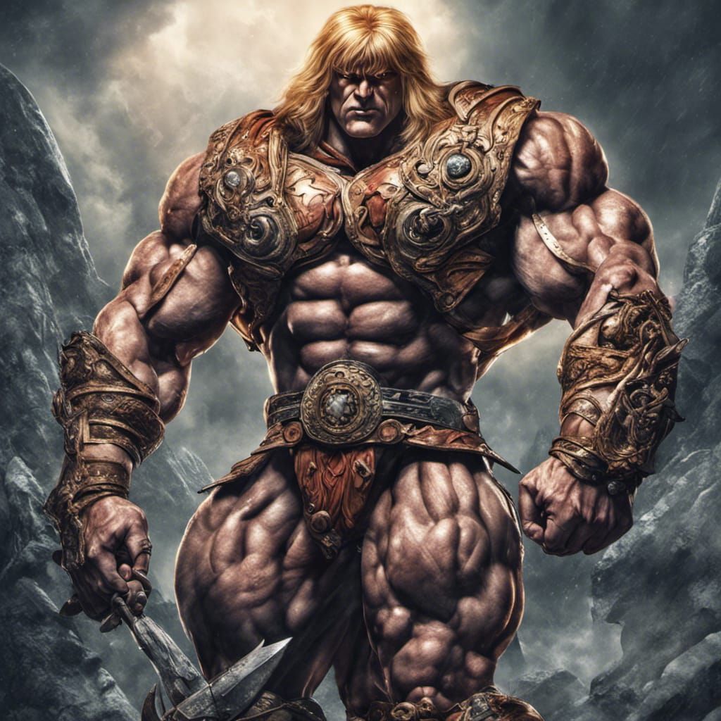 Hyperrealistic He-Man with Massive Muscles
