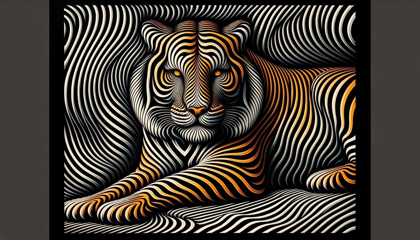 Distorted Tiger in Abstract Autumn Hues