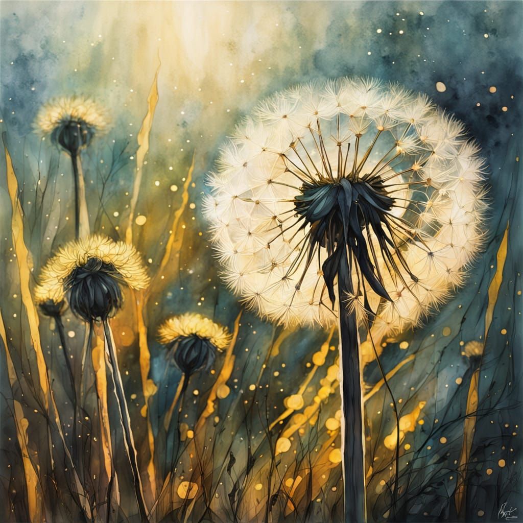 Luminous Golden Bloom in Vibrant Silk Painting Style