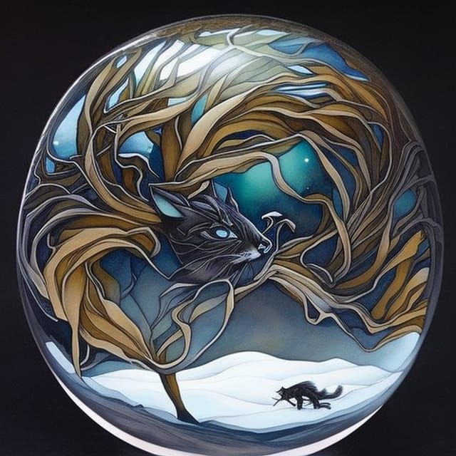 Fantastical Snowglobe in Anime Style
