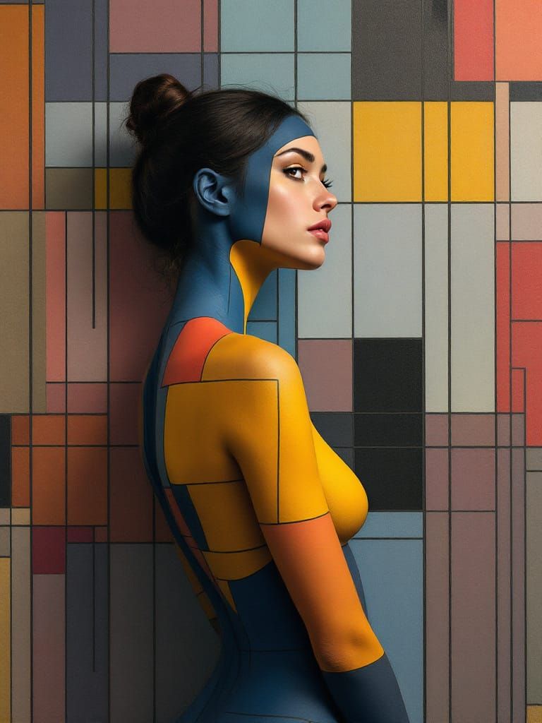 Woman's Profile With Geometric Body Art