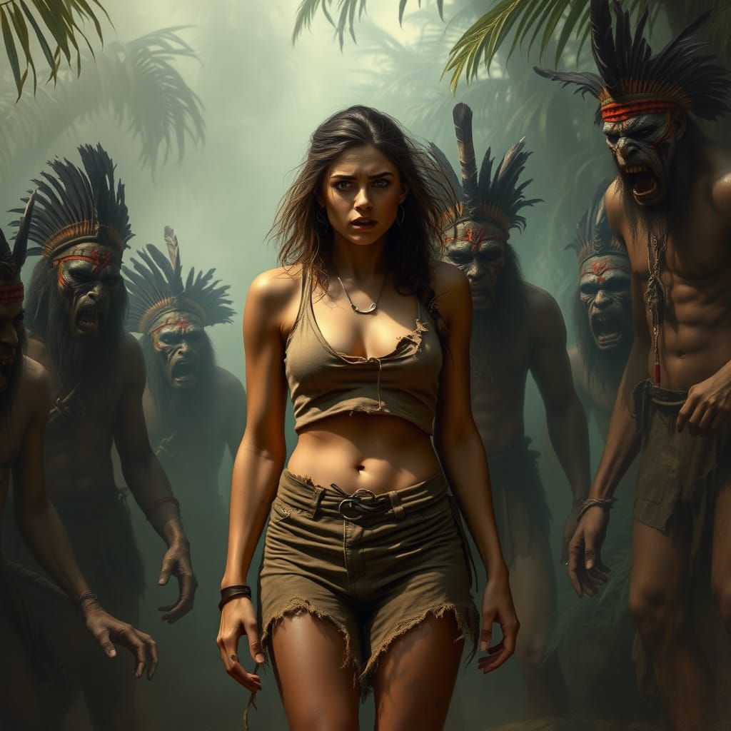 Captive Woman in Primal Jungle Ambush
