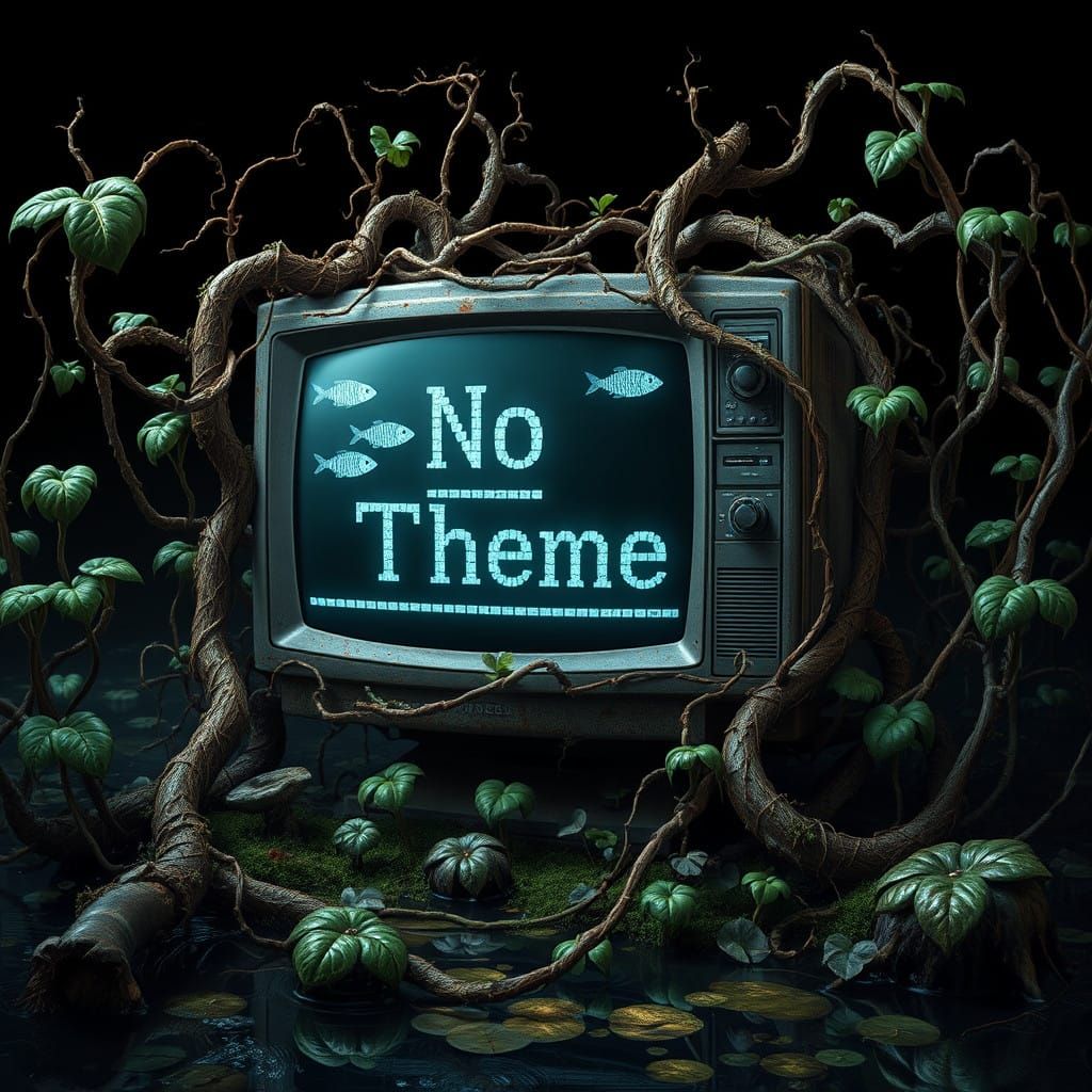 Mystical Swamp Scene with Flickering Monitor