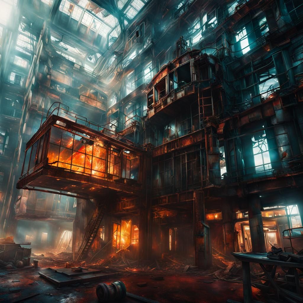 Cyberpunk Building Portrait in Gritty Detail