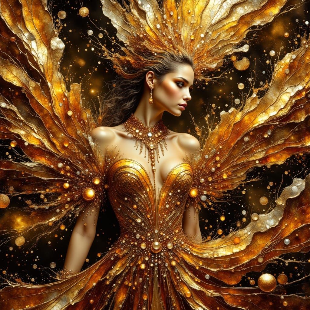 Fantasy Princess in Metallic Russet Robe