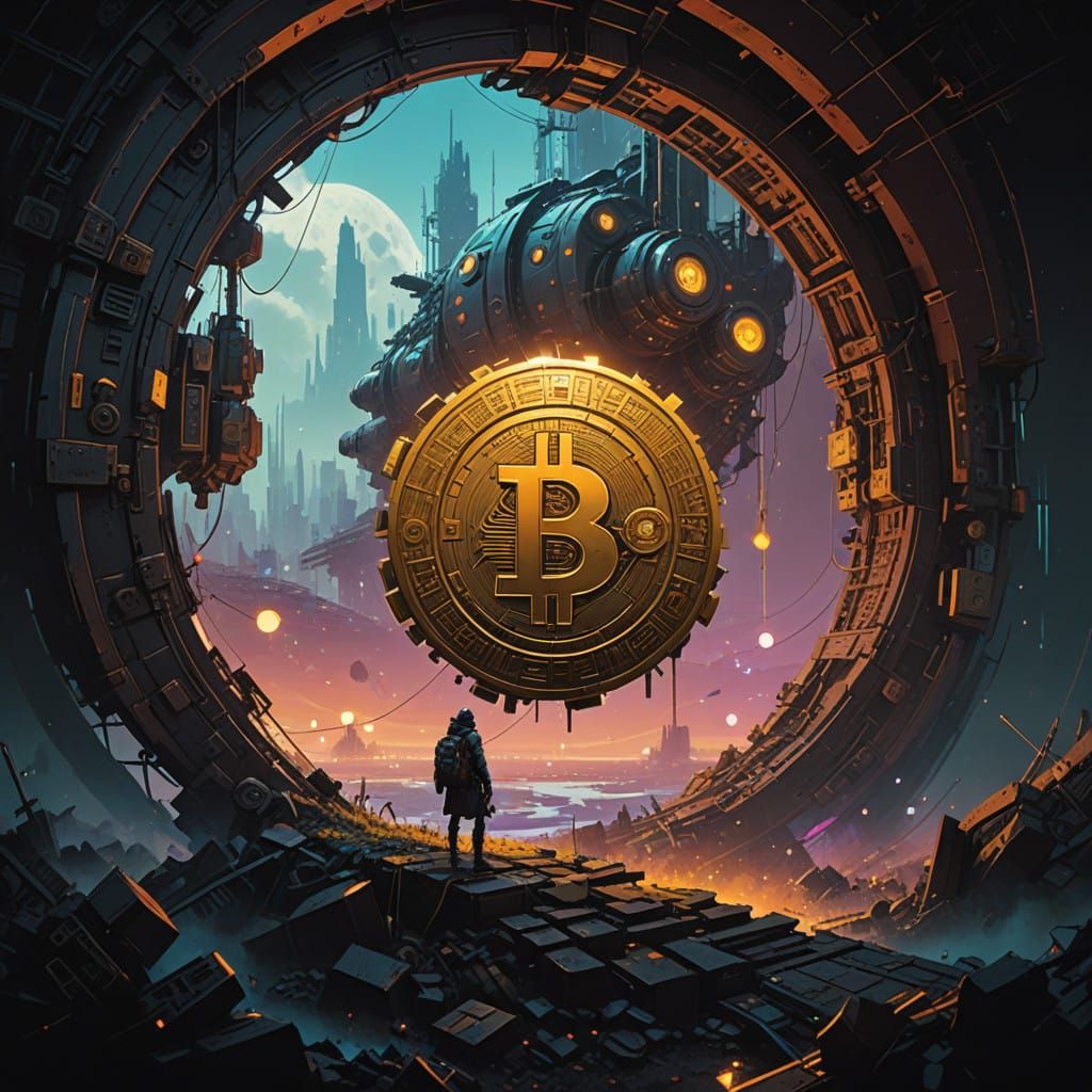 Cyberpunk Crypto Coin TTSM in Vibrant Fantasy Realm