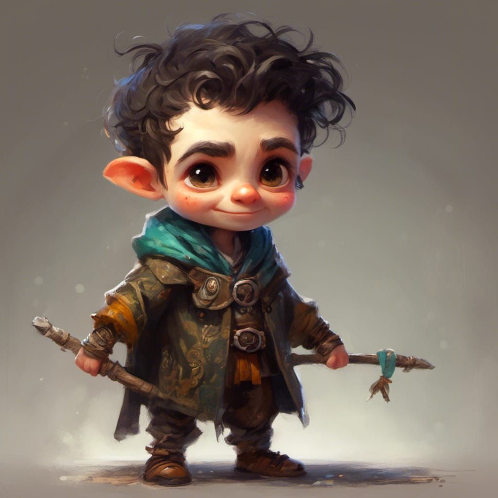 Detailed Halfling Portrait in Fantasy Concept Art Style