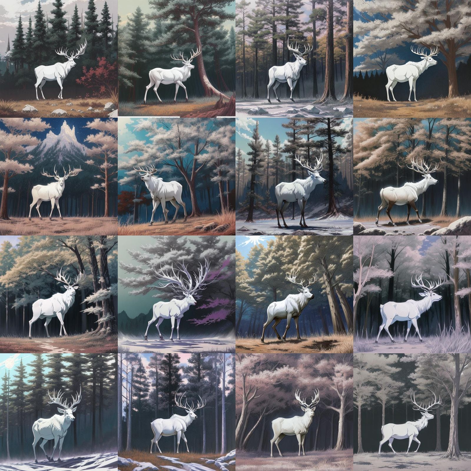 White Elk Anime Illustration in Cel-Shaded Style