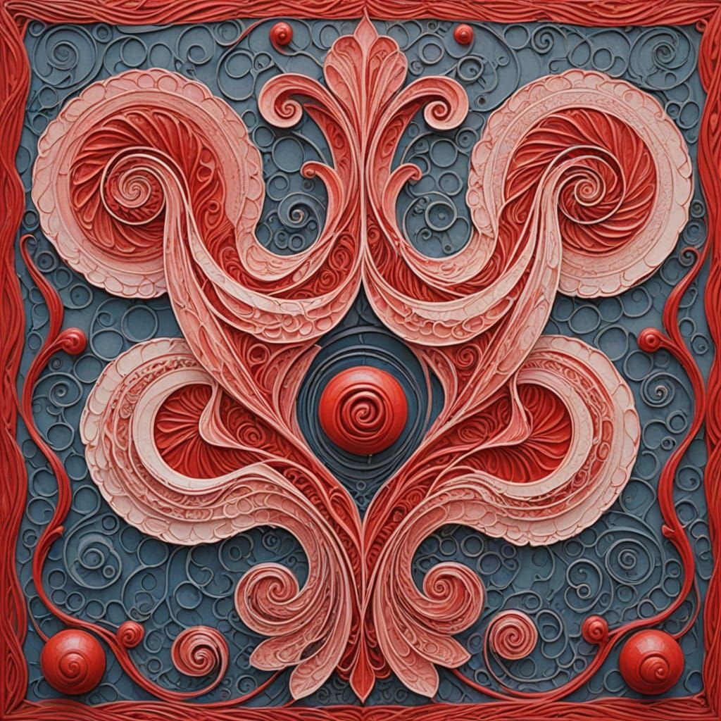 Abstract Curving Forms in Etched Sketch Style