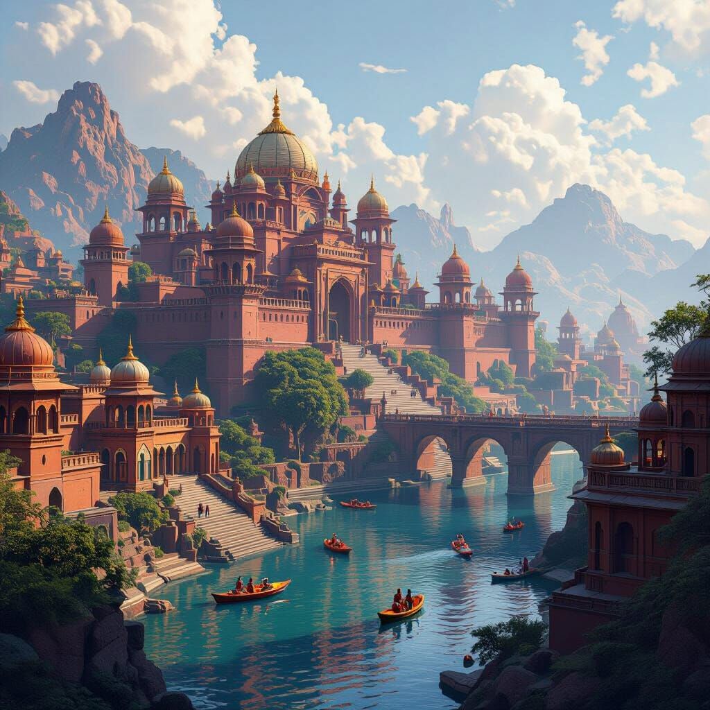 Vibrant Indian Landscape Matte Painting