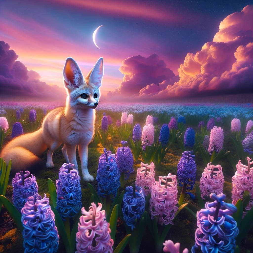 Surreal Fennec Fox Scene in Vibrant Dreamscapes