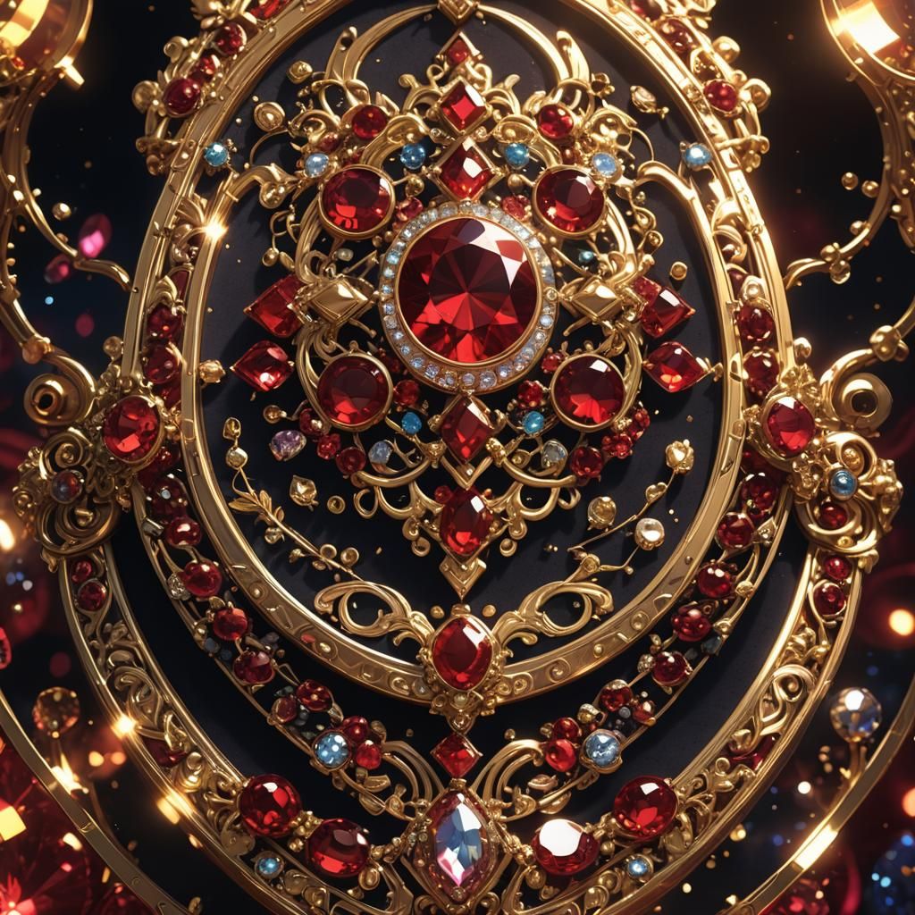 Luxurious Jewels in Vibrant 3D Anime Style