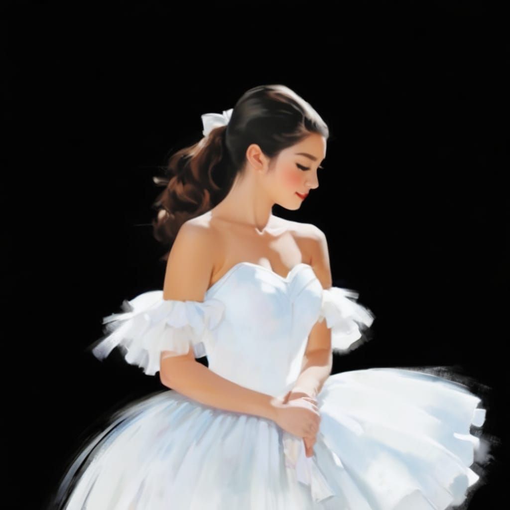 Dreamlike Digital Dress Design with Fluffy Brushes and Petal...