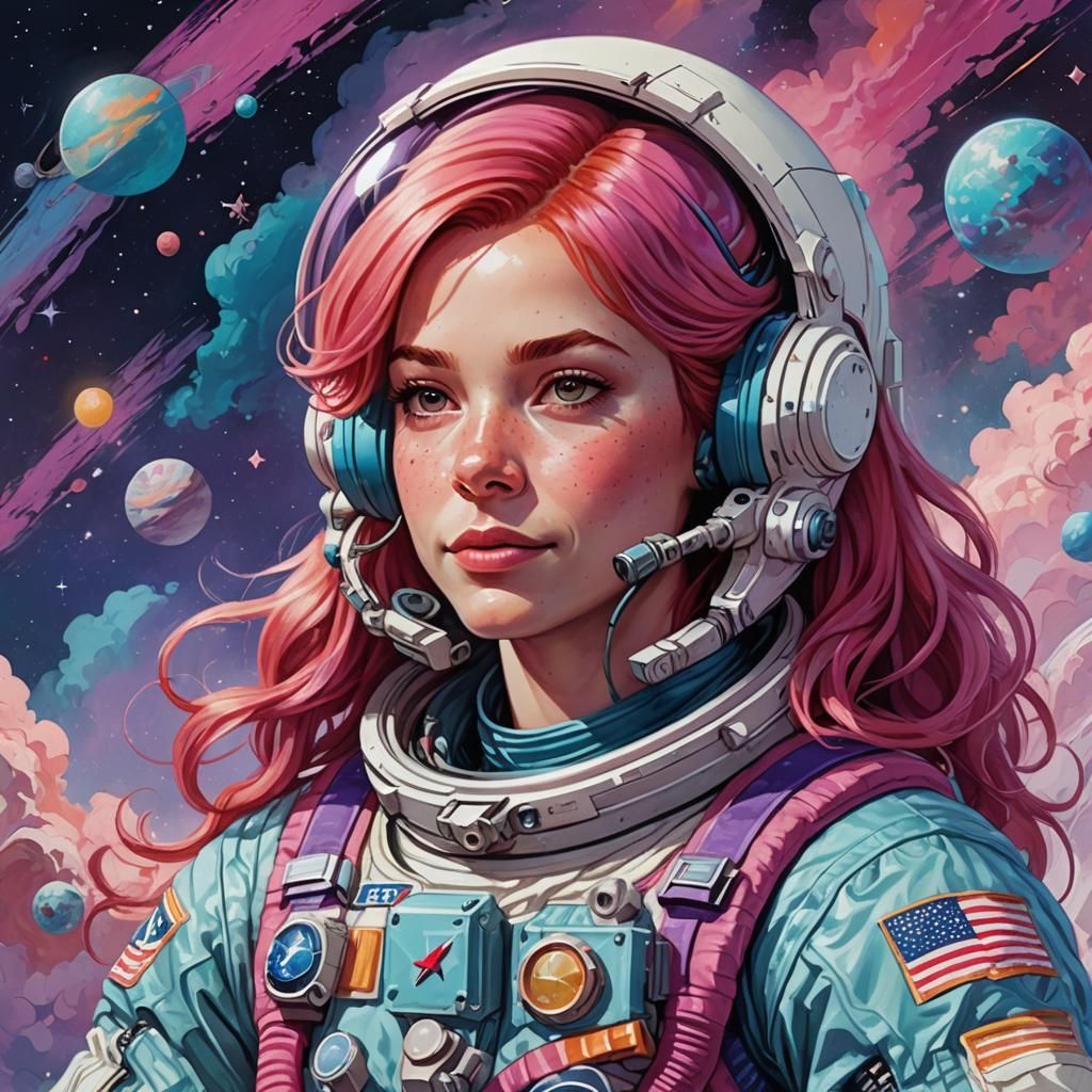 Animated Astronaut Portrait in Vintage Style