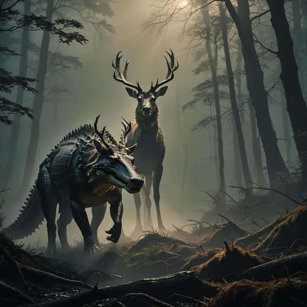 Crodeer: Crocodile and Deer Hybrid in Digital Art