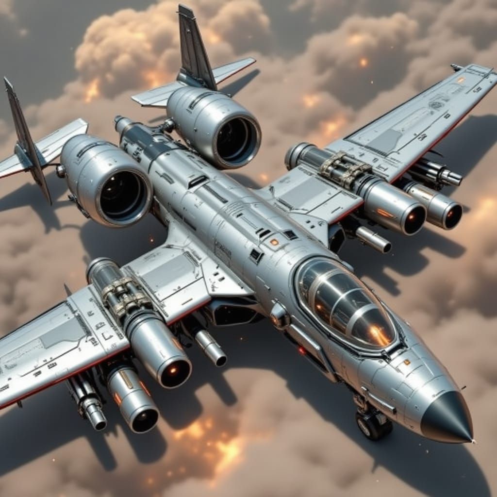 Space jet fighter with characteristics of a A-10 Thunderbolt