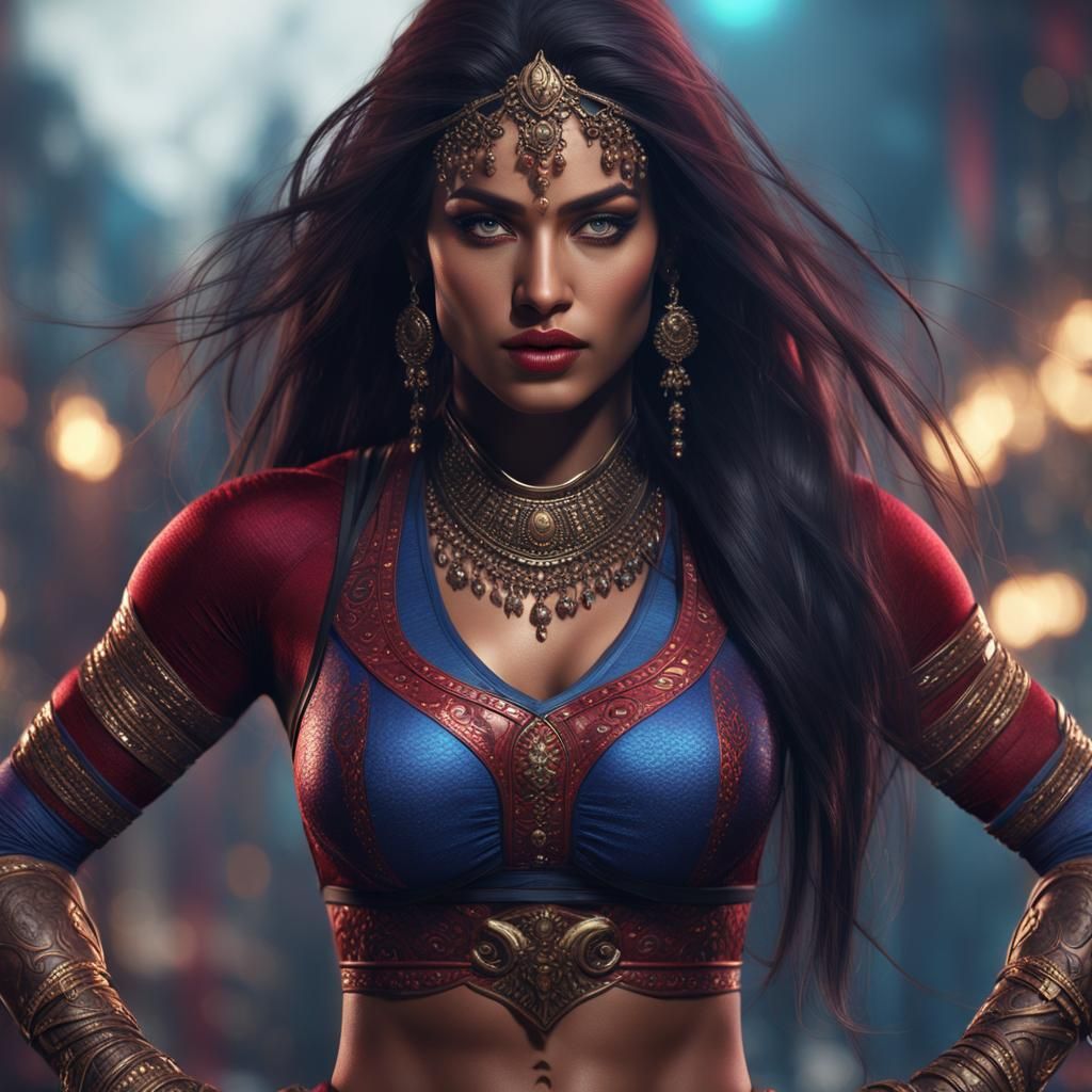 Striking Indian Woman with Six Pack Abs in Unreal Engine