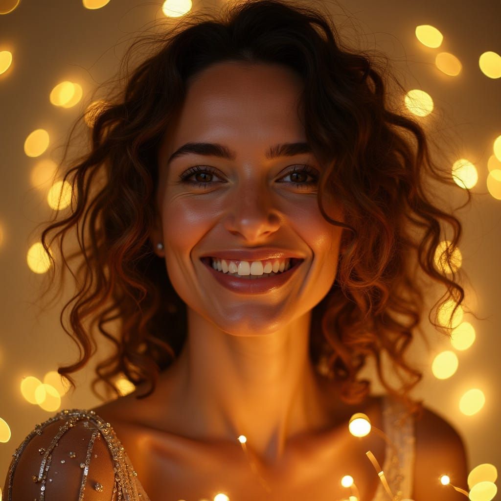 A Golden Italian Beauty Smiles in Ethereal Light