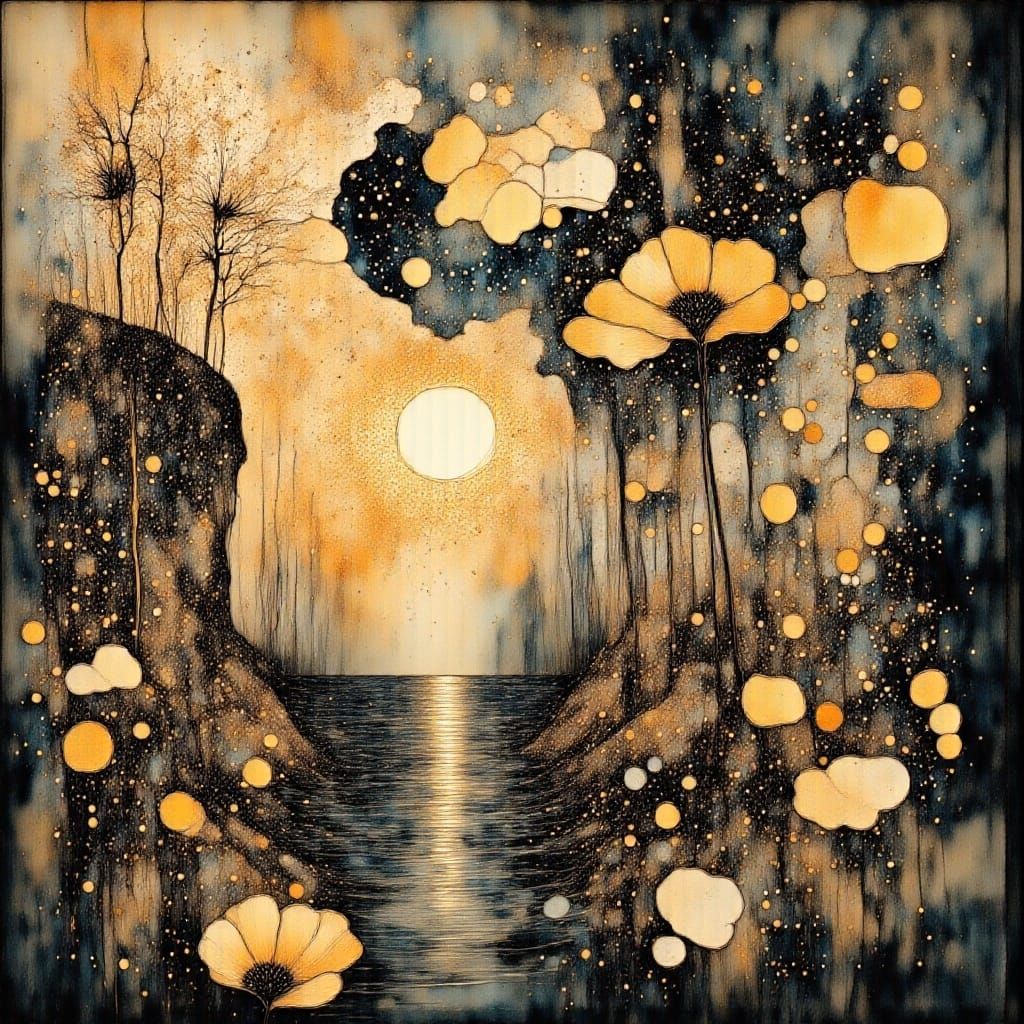 Surreal Ink & Bone Landscape with Giant Eyes