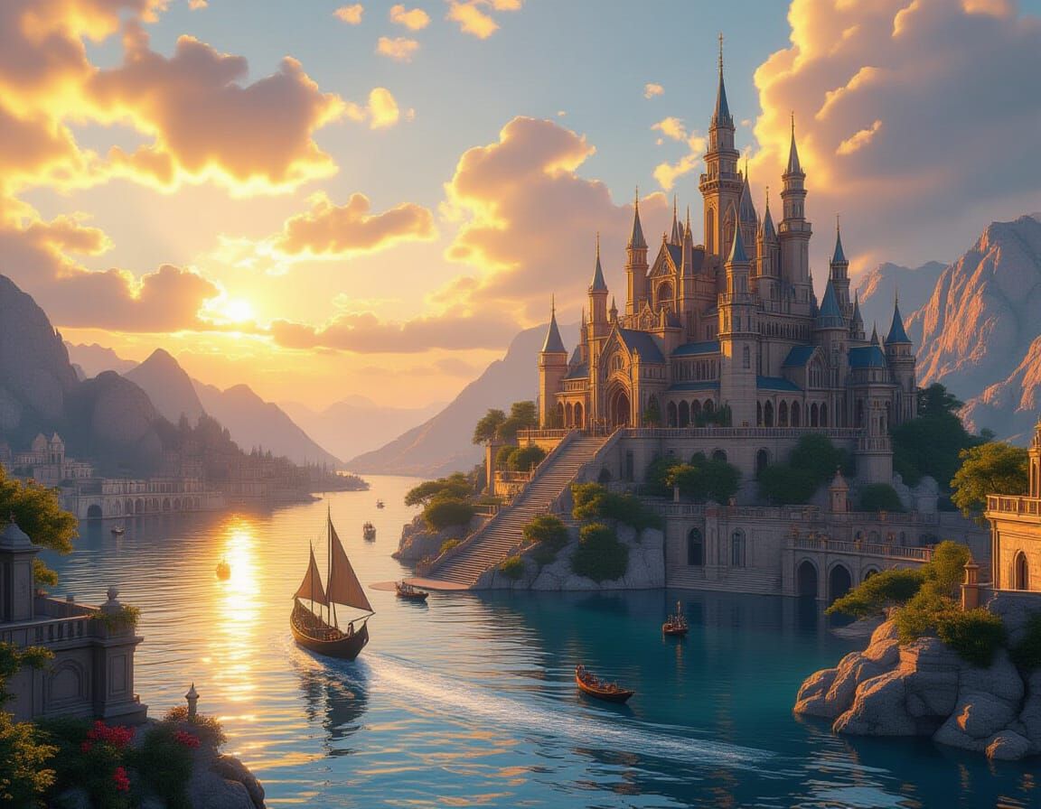 Joyful Father in Light: Detailed Matte Painting