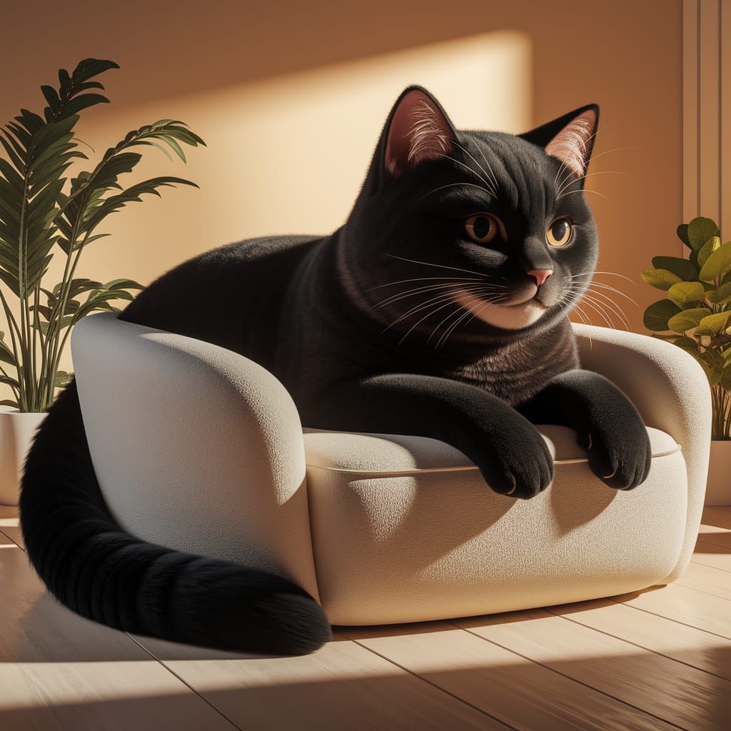 Surreal Feline Oasis in 3D Style