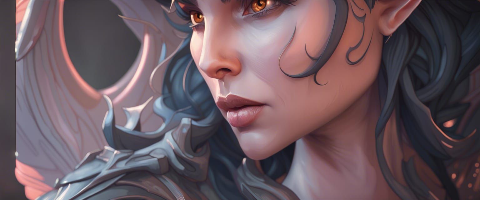 Tiefling - close-up - D&D Character Art