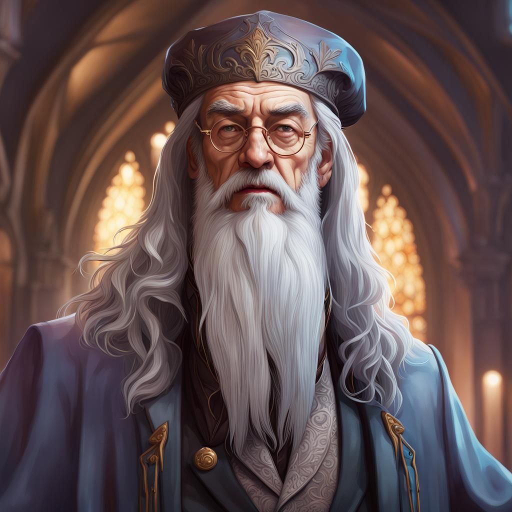 Dumbledore Portrait in Hyperdetailed Digital Art Style