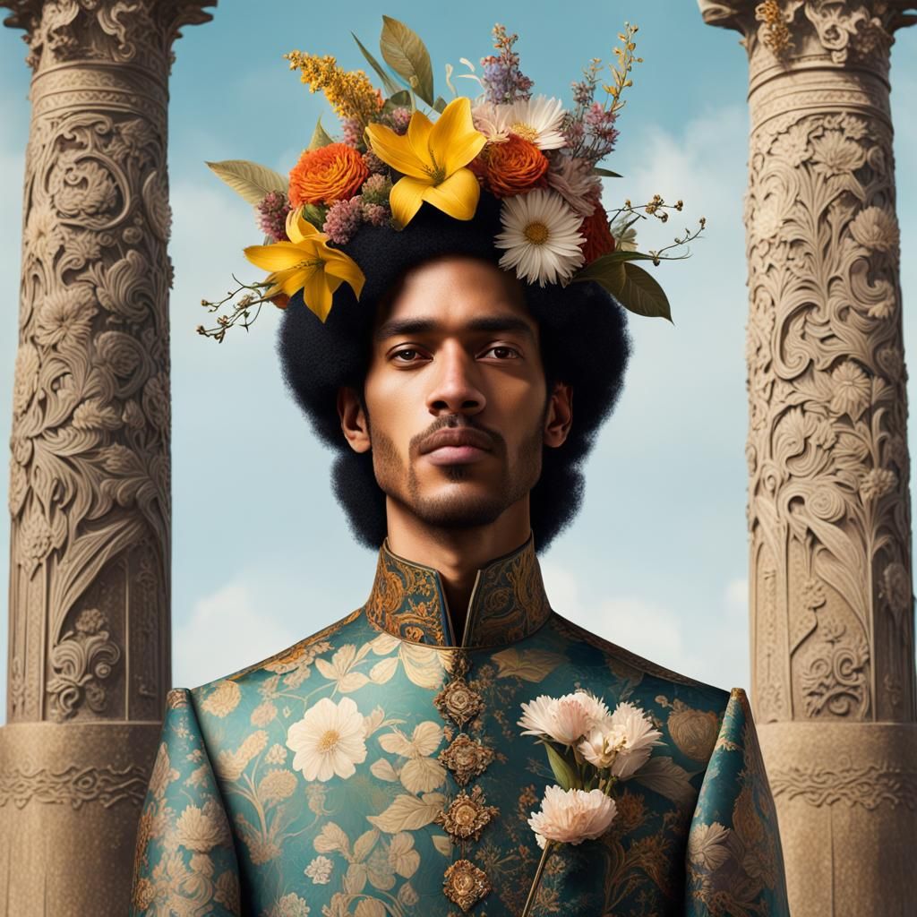 Prince Portrait in Floral Surrealism and Rainbowcore
