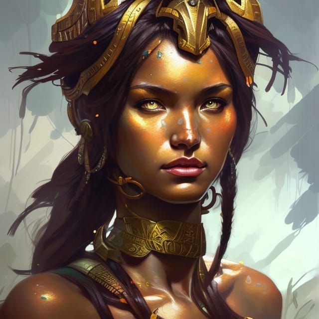 Jungle Warrior Princess Portrait in Hyperdetailed Style