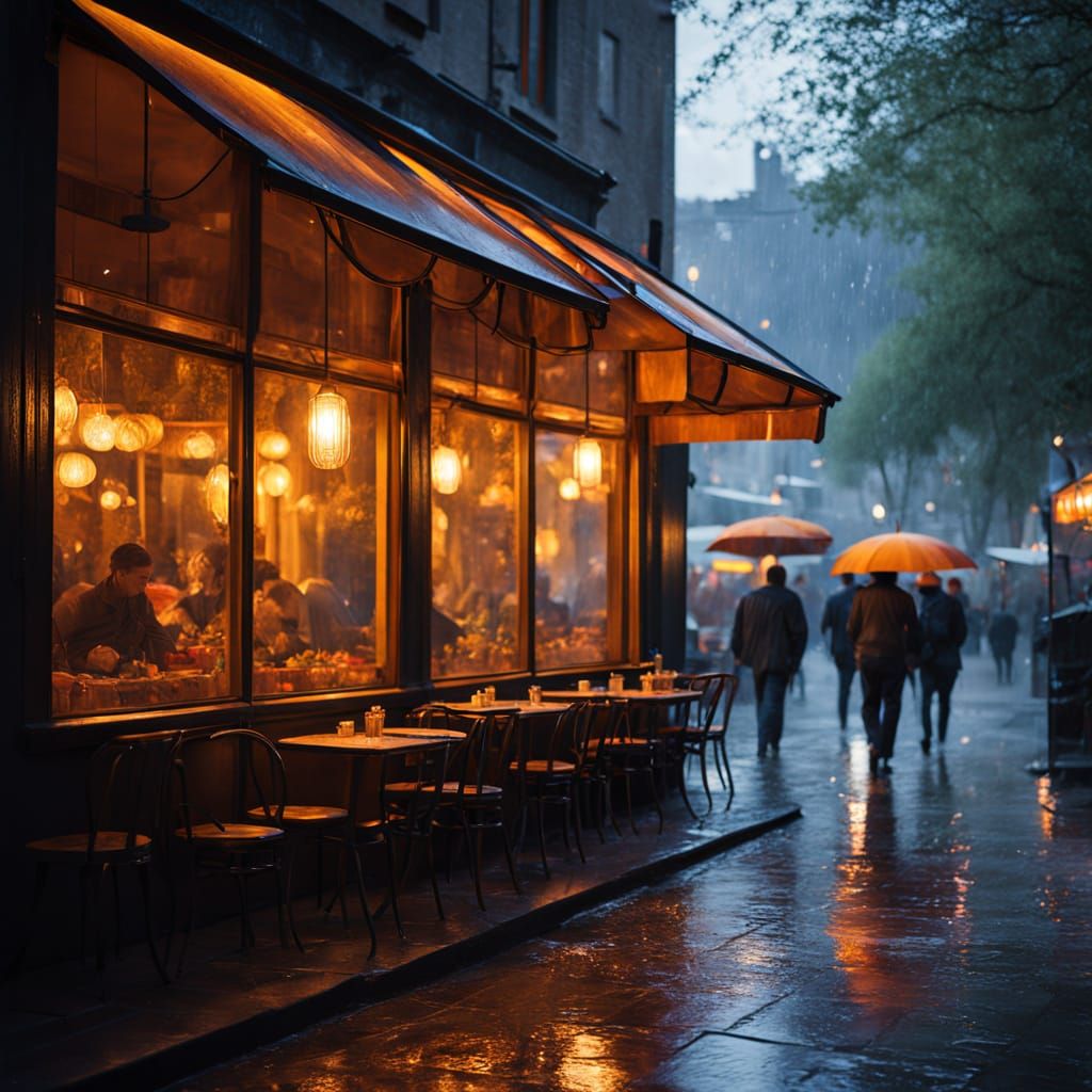 Fauvist Stained Glass Art: Whimsical Night Cafe Scene